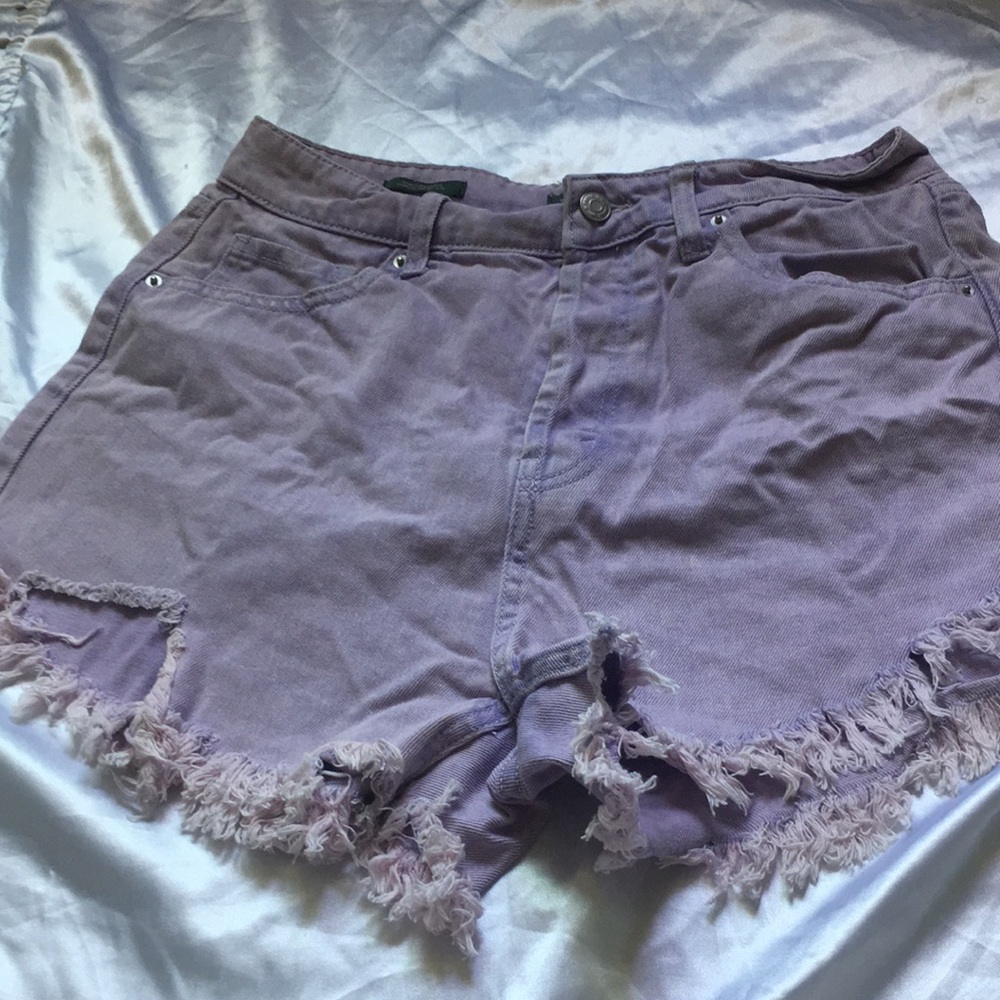 Purple booty short jeans.